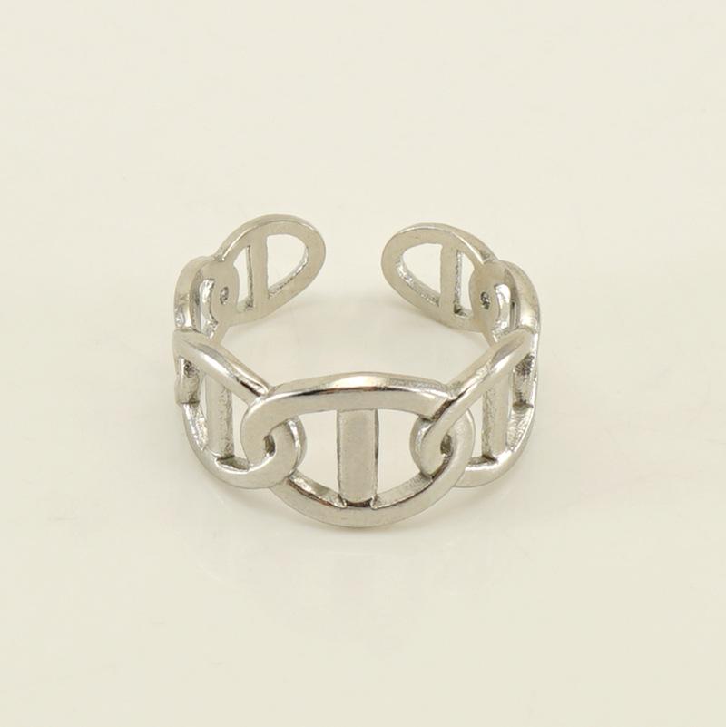 Новое модное кольцо из титановой стали с полым дизайном, нишевое простое женское трендовое открывающееся регулируемое кольцо