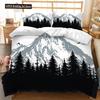 Комплект пододеяльника 3D Горный лес Тема зимней снежной горы Размер кинг-сайз/европейский кинг-сайз Чехол для одеяла для детей-подростков Полиэстеровый комплект постельного белья