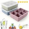1pc, Ice Cube Tray With Lid, 6 Cavity Flexible Food Grade Silicone Ice Cube Mold, Ice Trays For Freezer
