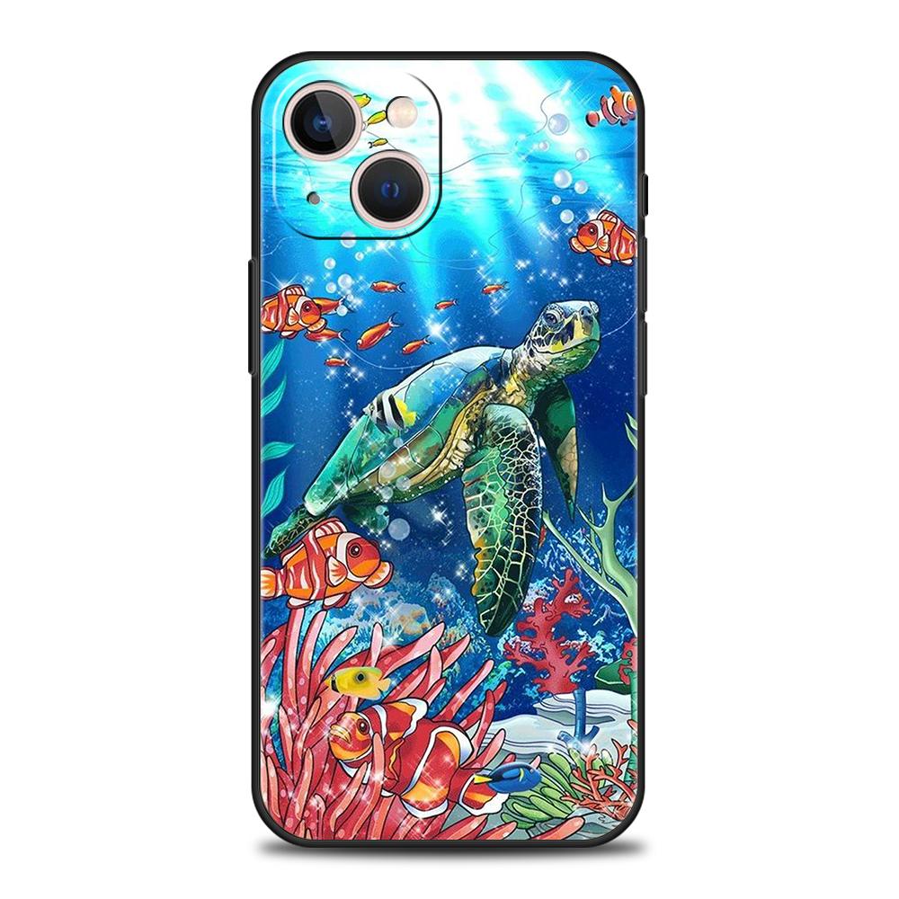 Чехол для телефона 'Маленькая черепашка' для iPhone 16 15 14 13 12 Pro Max 11 Pro Max 7 8 Plus XS XR Ударопрочный Мягкий чехол Coque Capas Сумка