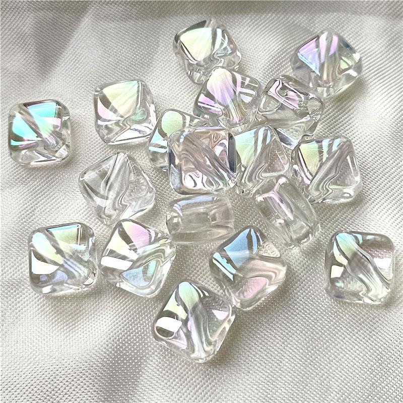 Изготовление ожерелья Мода Диагональное отверстие УФ ослепительный цвет Ручная работа Прозрачный 10 шт Материал Квадратные ювелирные изделия Аксессуары Бусины Акрил DIY Браслет