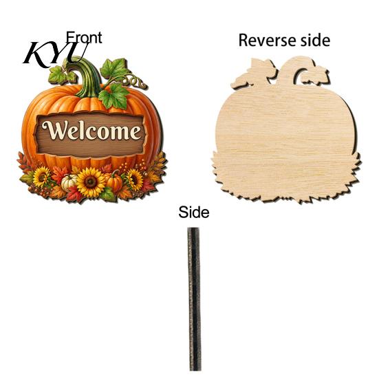 Thanksgiving Holiday Decoration Autumn Pumpkin Gnome Welcome Sign for Front Door, Rustic Wood Hanging Festive Harvest Festival Decor Ornament