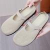 Flat Sandals Women's Summer Breathable Hollow Casual Shoes One Pedal Half Slippers Middle-aged and Elderly Home Comfortable Mother Shoes