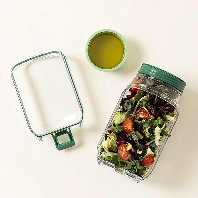 Lunchbox 2 in 1 salad jar with sauce container