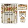Christmas Shower Curtain Floor Mat Combination Four-Piece Set Bathroom Toilet Carpet Shower Room Mat Foot Mat