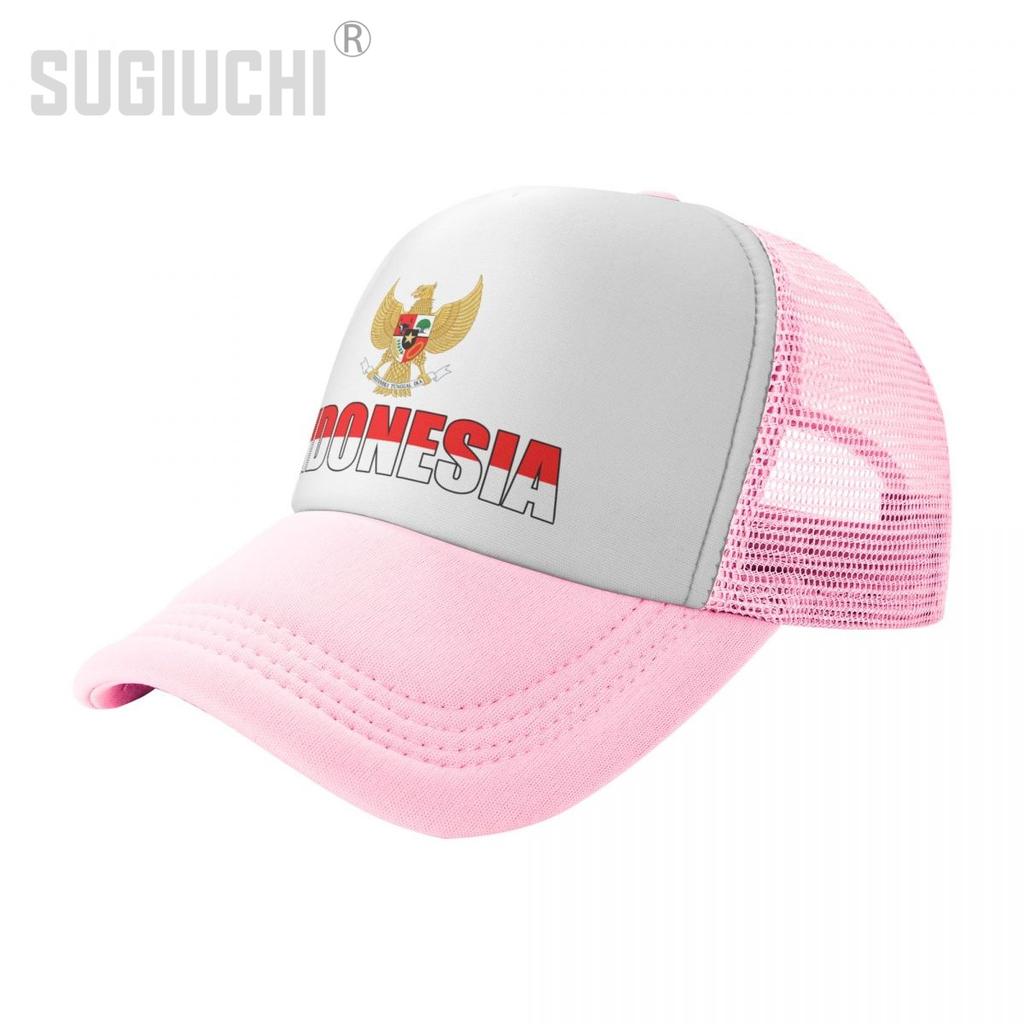 Mesh Cap Hat Indonesia Letter Flag Emblem Trucker Birthday Gift for Unisex WoUnisex Born All the People Retro Baseball Caps Cool