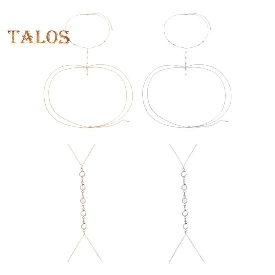 Женская цепочка для тела с двухслойным декором из стразов, регулируемая цепочка для груди, украшения для женщин на выпускной вечер, низкое платье, парное ожерелье