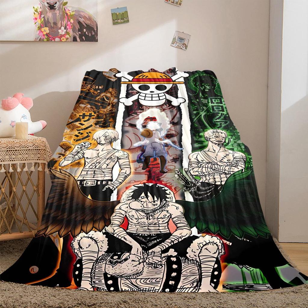 One Piece Anime Luxury Flannel Lightweight Blanket Home Decor Sofa Bed Travel Cover Family Gift LXR151