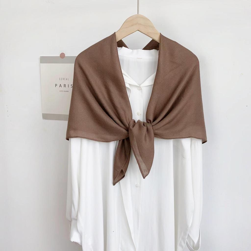 Ethnic Style Solid Color Silk and Cotton-Linen Scarf for Women - Versatile Summer Shawl for Air-Conditioned Rooms