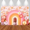 LS Bohemian Rainbow Backgrounds Cake Smash Kids Adult Photography Props Child Baby Decors Full Bloom Flowers Photo Backdrops