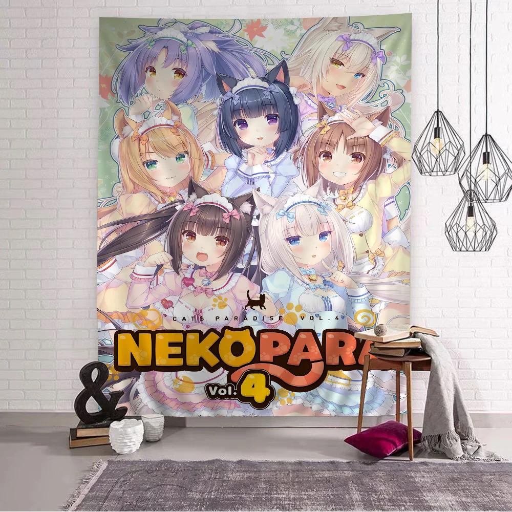 VIKAMA Nekopara Аниме Кошка-Девушка Горничная Гобелен Дизайн Гарема Кавайный Декор Стены Спальни Идеально для Фотозон И Оформления Комнаты