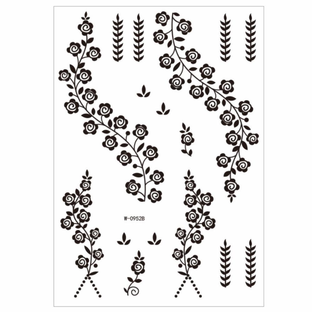 Legs Arm Temporary Tattoo Lace Fake Tattoo Black Henna Tattoo Decals Women/Lady