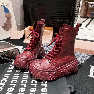 Дизайнерские ботильоны на платформе, женские кроссовки, плюшевые зимние туфли, женские спортивные зимние трендовые туфли на высоком каблуке из кожи, челси, готические ботинки, женские