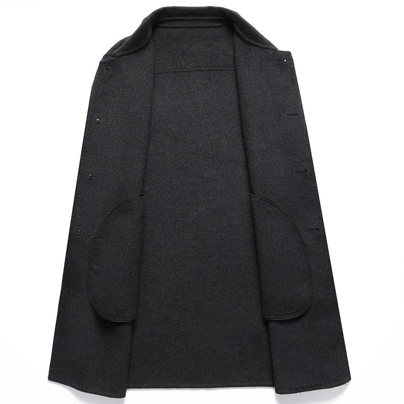 Осенне-зимнее шерстяное двухстороннее шерстяное пальто мужское чистое ручная работа длинное утолщенное пальто с лацканами мужская одежда больших размеров