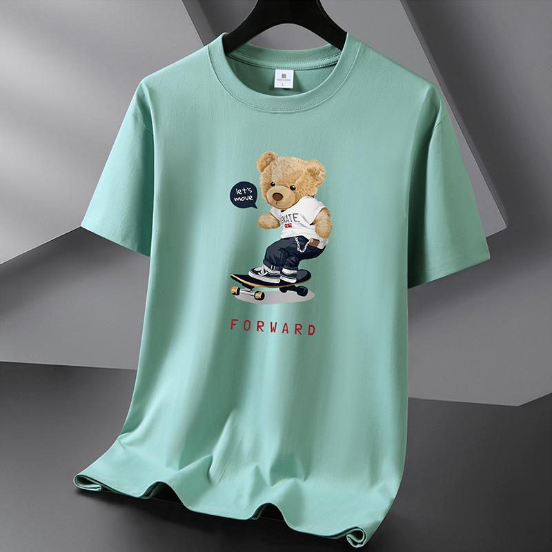 QICED Футболка с короткими рукавами из хлопка Tide Casual Cotton Мужская летняя рубашка с круглым вырезом