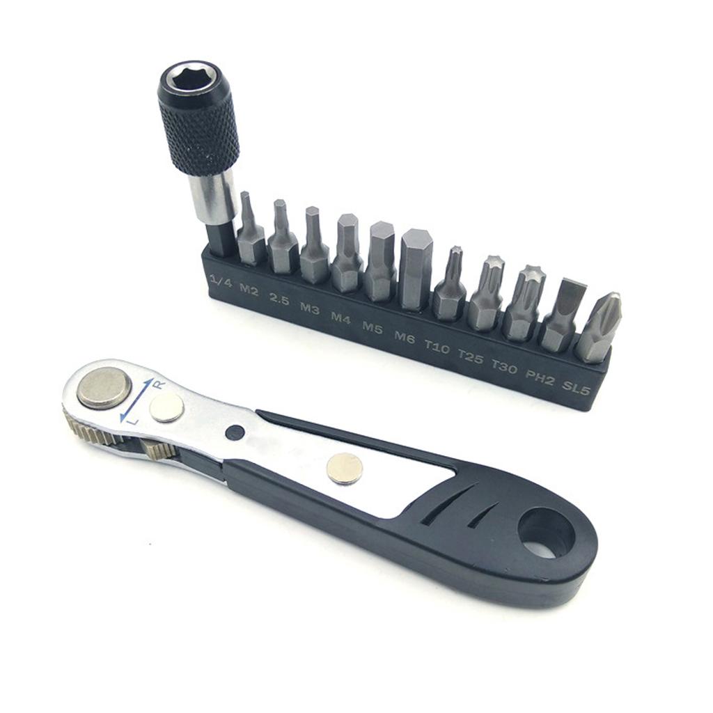 Mountain Bike Ratchet Wrench Set Bicycle Spanner Repair Tool with Allen Key Hex Torx Wrench Bit