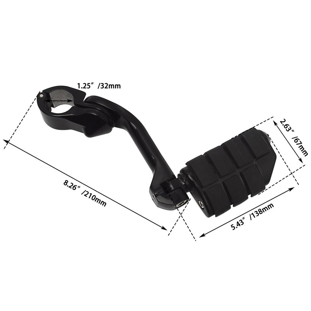 FOVPLUE Highway Foot Long Angle Adjustable Highway Pegs for Harley Street Electra Road Dyna with Engine Black 1.25" Pegs, Touring, Glide, Glide, King,