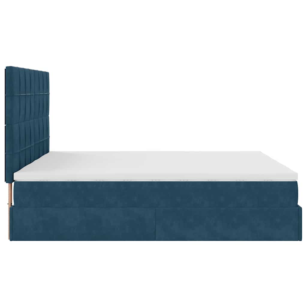 Ottoman Bed with Mattresses Dark Blue 200x200 cm Velvet