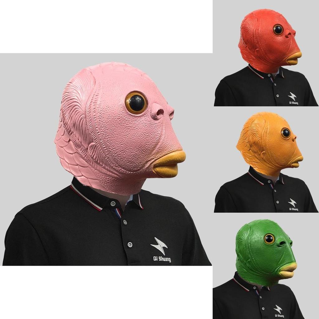 Очаровательная маска головы зеленого монстра-рыбы для веселых костюмированных вечеринок и празднования Хэллоуина