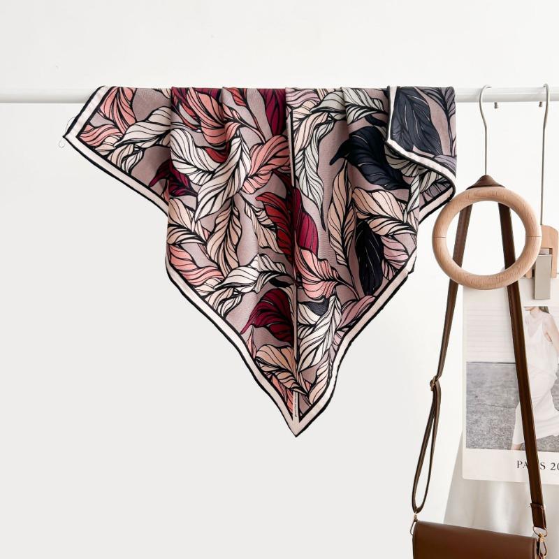 Colored leaves double-sided heterochrome silk wool silk scarf women's new thermal shawl light luxury versatile silk wool scarf