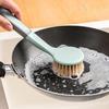 Pot Brush Hanging Hole Flexible Bristles Long Handle Lightweight Comfortable Grip Stain Removal Smooth Sink Dish Bowl Pan Scrub Cleaning Brush
