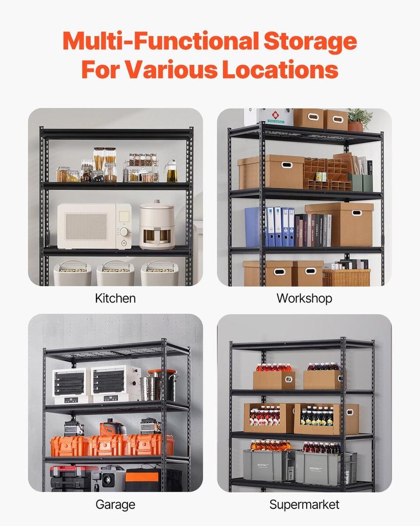 Storage Shelves 5 Tier Adjustable Heavy Duty Garage Shelving Unit 3000 lbs