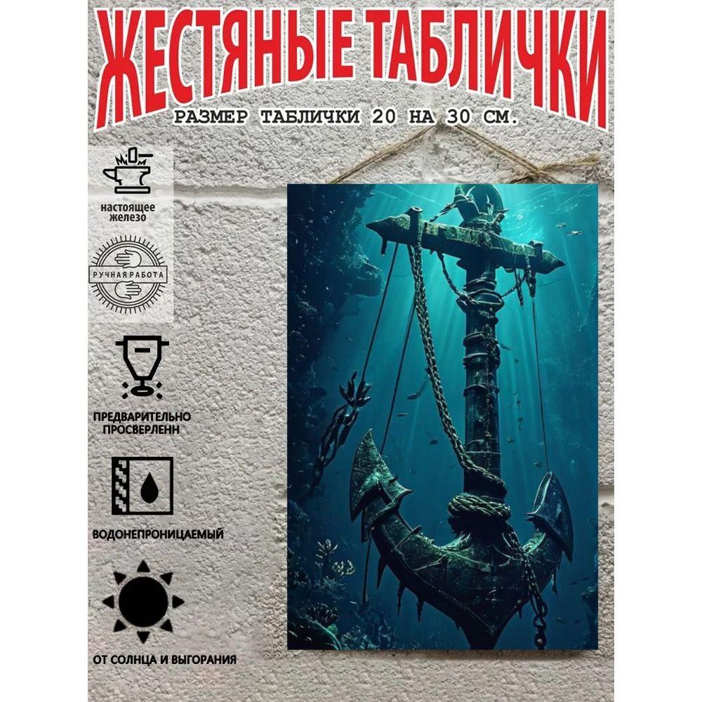 Винтажный металлический настенный плакат с пиратской и морской тематикой, 20x30 см, Декор для дома