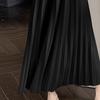 Women Pleated Skirt Elastic High Waist Solid Color Midi Skirt Soft Breathable Office Lady