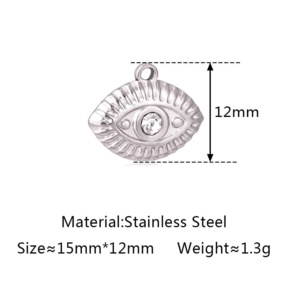 3pcs Stainless Steel Gold Color Plated Rhinestone Evil Blue Eye Charms Necklace Bracelet Earring DIY Jewelry Making Accessories