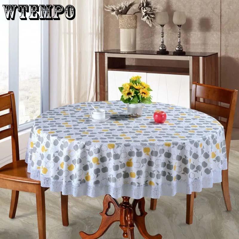 Бытовая большая круглая скатерть из ПВХ с кружевным принтом, винтажный европейский стиль, водонепроницаемая, маслостойкая, устойчивая к ожогам, легко стирается