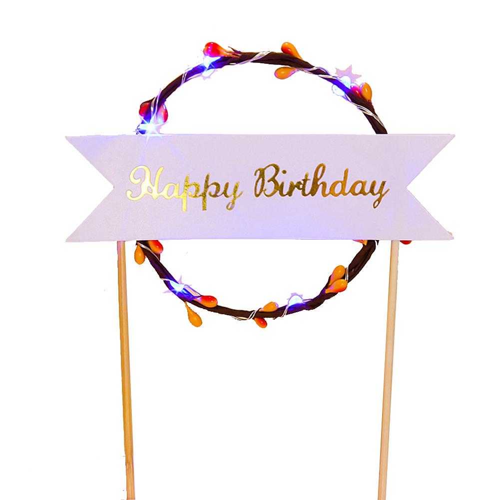 Led Luminous Garland Insert Card Bright Cake Decoration For Birthday Party Diy Cake Decoration