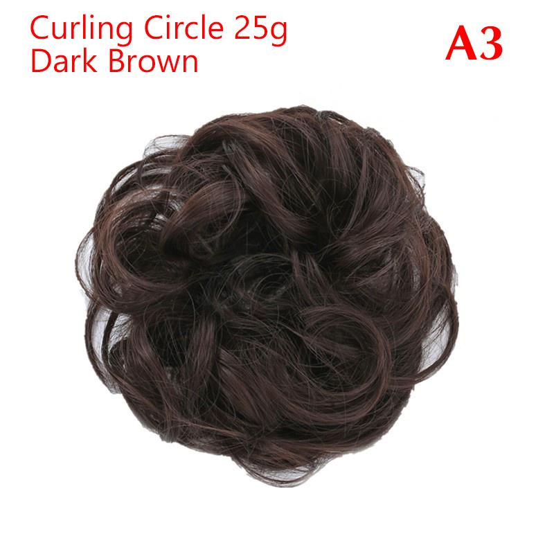Synthetic Messy Hair Piece Daily Use Chignon Scrunchies Fake Elastic Hairpiece Brown Donut Bun For Women