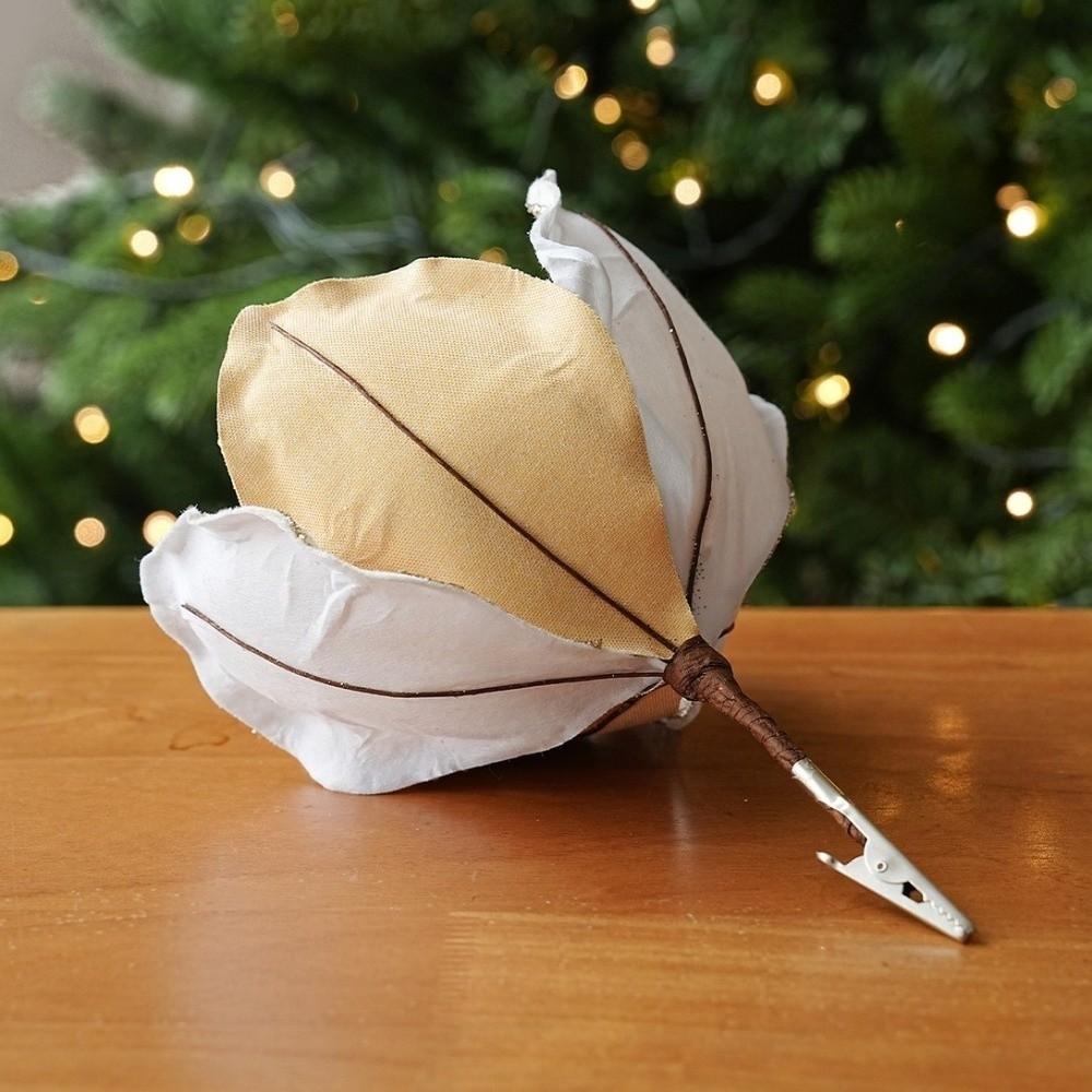 Realistic Artificial Christmas Poinsettia Flocking Glitter Christmas Flower Stem Home Decor