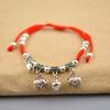 Simple Silver Retro Ethnic Style Anklet Female Beaded Red Rope Ankle Girl Accessories