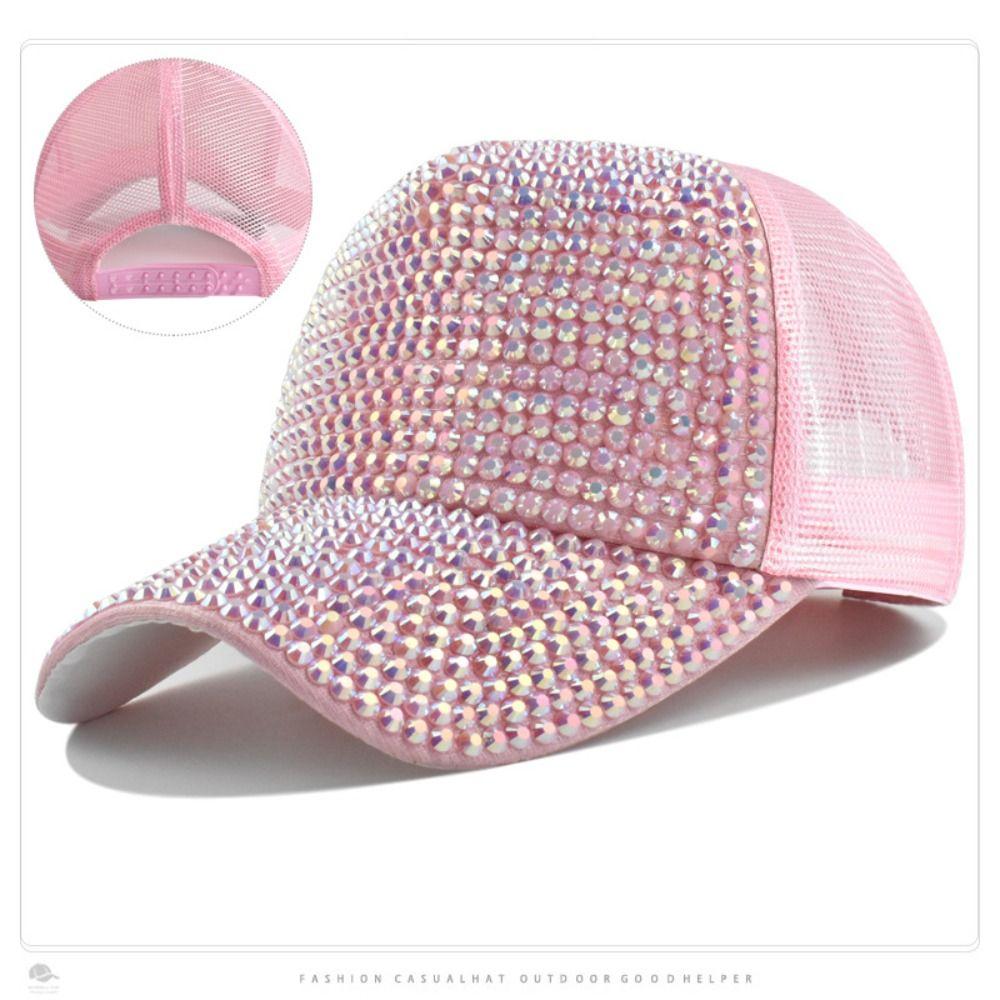 Adjustable Shiny Mesh Cap Cotton Baseball Hats Fashion Rhinestones Baseball Caps For Women Girls