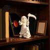 3D Printed Statue Cute Grim Reaper Figurine, Skeleton Little with Handcrafted Gothic Collectibles Scythe & Skull Base, Funny Halloween Desktop