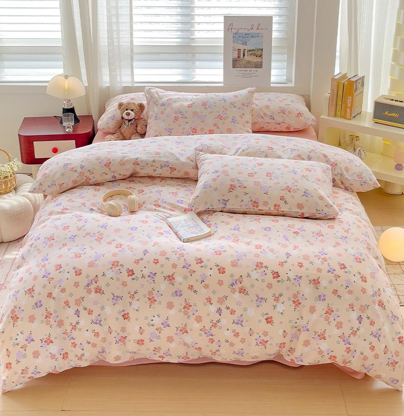 Mei Yun Ge All Cotton French Fragrant Floral Series Four Piece Set