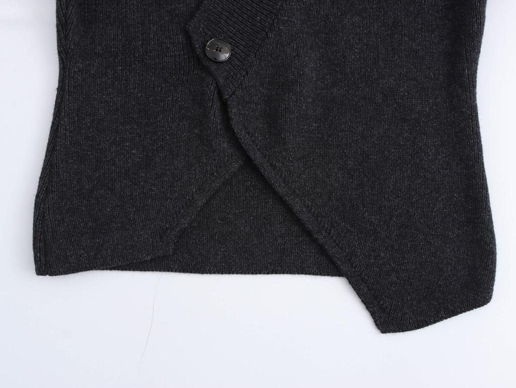 Элегантный вязаный кардиган с V-образным вырезом и двубортной застежкой - Женская мода осень/зима