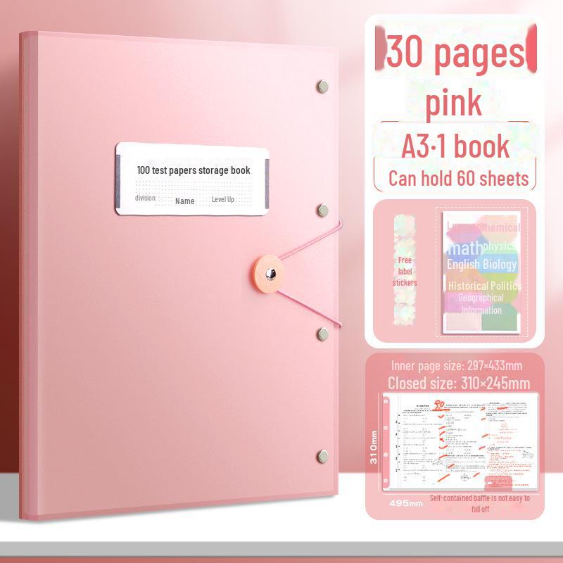 Прозрачная папка-книга для хранения формата А3/А4 - 20/30/60 страниц, утолщенный дизайн для бумаг и фотографий