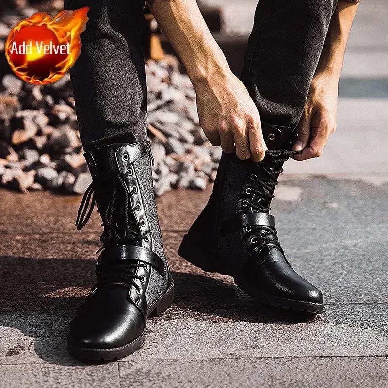 Модные трендовые 2025 с мехом теплые мужские ботинки зимние низкая цена дешевые размер 45 ретро дизайнерские нескользящие мужские туфли новое предложение по акции