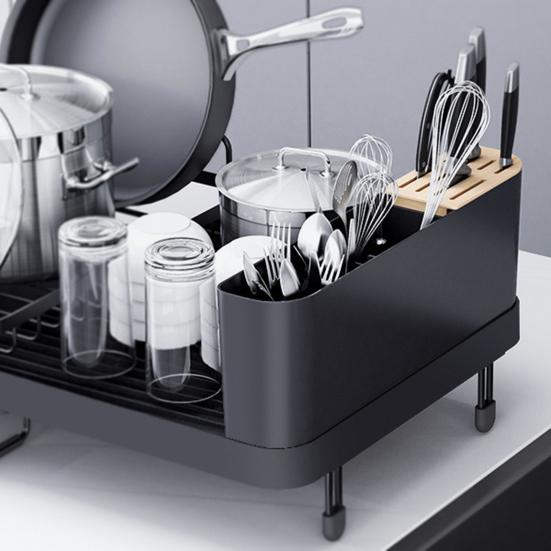 Раздвижная сушилка для посуды Органайзер для тарелок с поддоном Многофункциональная сушилка для посуды