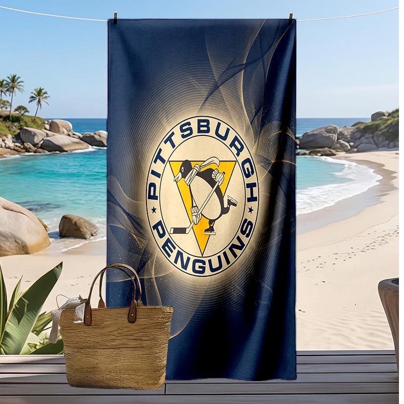 Pittsburgh Penguins Print Beach Towel Soft Portable Quick?dry Towel For Pool Summer Vacation Outdoor Sport