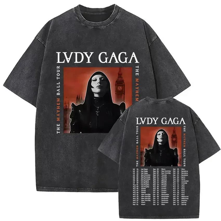 Винтажные стираные футболки с графическим принтом Lady Gaga Artpop Мужские Женские Мода Высокое Качество Большемерная Хлопковая Футболка Свободный Уличный Стиль