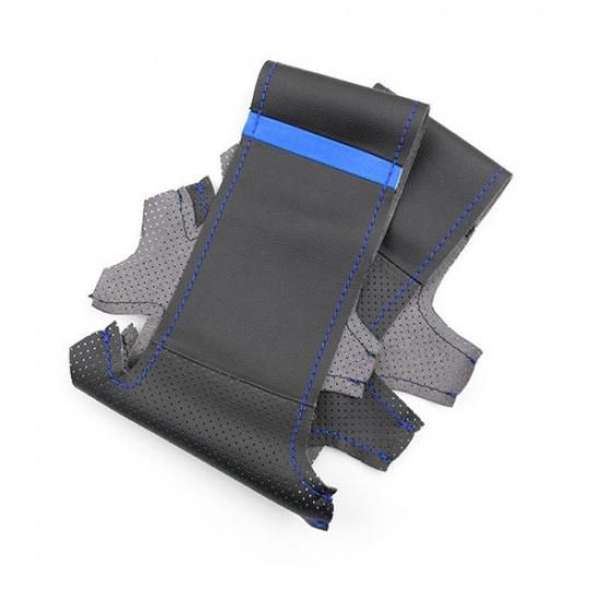 Black-Blue Line Steering Wheel Leather Cover Trim For Mini R50 R53 R60 2001-2008