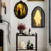 Witch Hologram Wall Mirror Spooky Halloween Glowing Ghost Mirror with Creepy Eyes for Indoor Bathroom Haunted House Decor