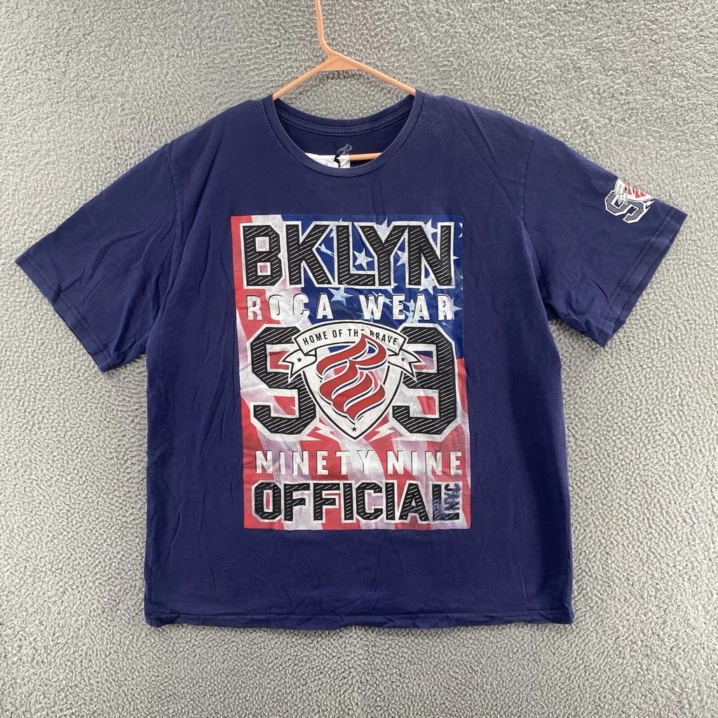 ВИНТАЖНАЯ Мужская футболка Rocawear 3XL XXXL Синяя Хип-Хоп Уличная одежда Графическая Y2K 00-е