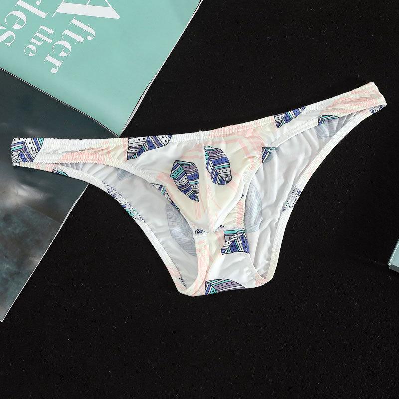 Мужское треугольное нижнее белье, U-образный выпуклый крой, низкая посадка, спортивные, летние, шорты с принтом