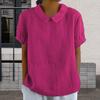 Women Casual Shirt Turned Collar Short Sleeve Solid Color Loose Fit