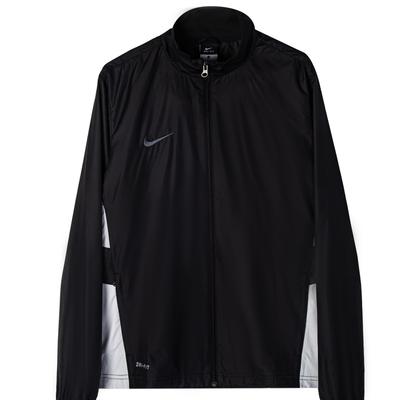 Куртка мужская с длинным рукавом Dri-Fit Color Block Logo, вышитым логотипом, застегивающимся на молнию, воротником-стойкой, черным цветом 703205-010