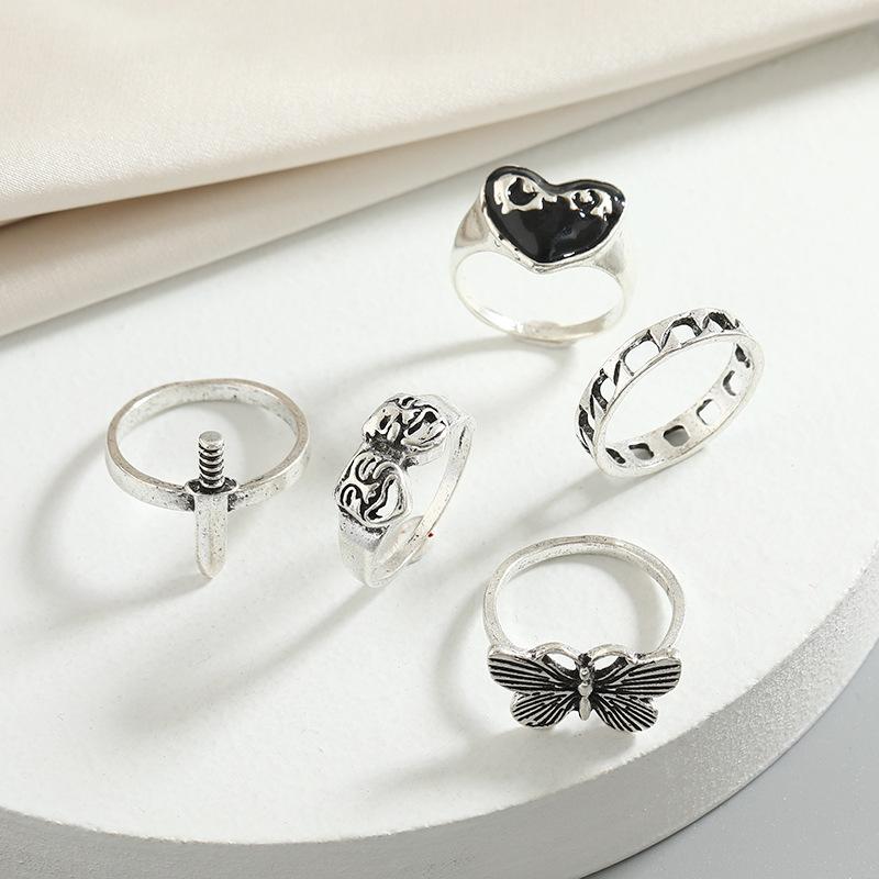 Винтажное серебряное кольцо для женщин и мужчин с бабочкой, грибом, ангелом, крестом, панк-готическое кольцо для подростков, модные ювелирные изделия